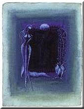 Frau in Blaues Interieur (textur... 